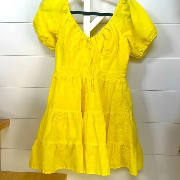 Chelsea & Violet Dresses & Skirts - Chelsea & Violet Yellow Cottagecore Puff Sleeve Mini Sun Dress Size Medium